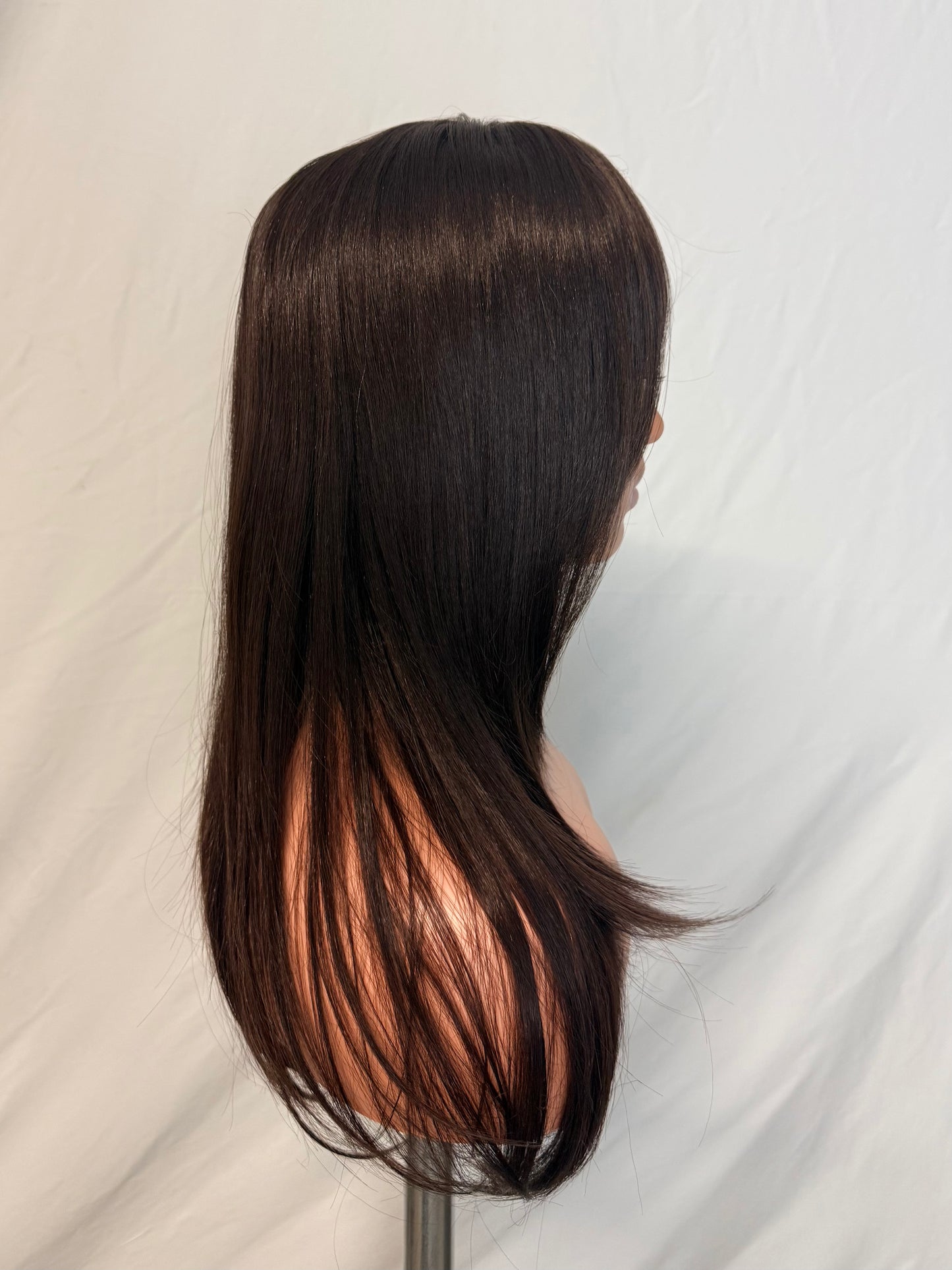 Talia – Long Straight Wig with Full Fringe, Dark Auburn