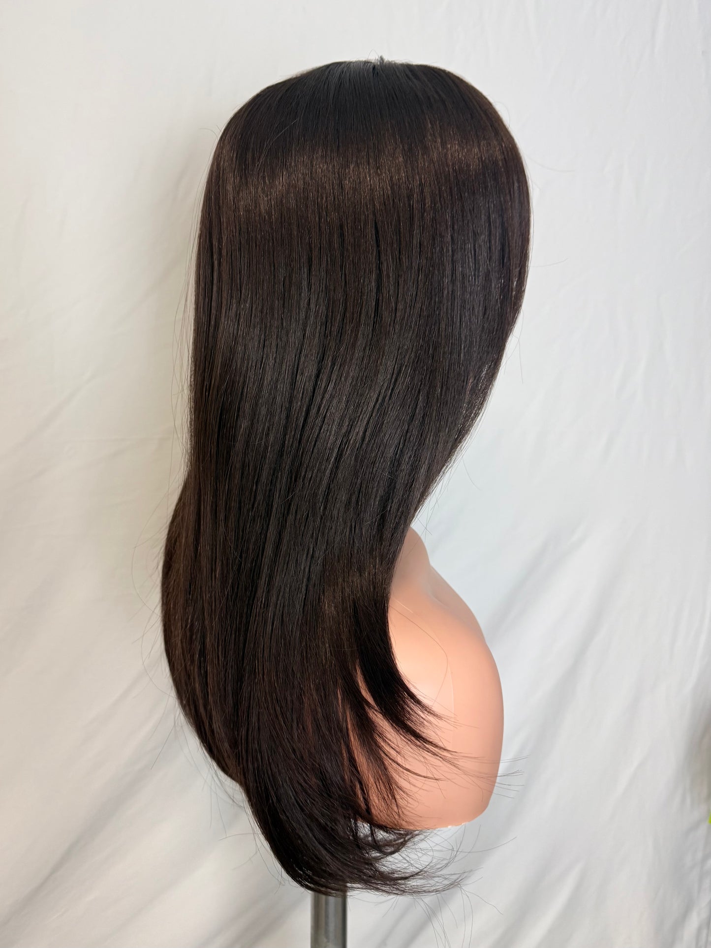 Talia – Long Straight Wig with Full Fringe, Dark Auburn