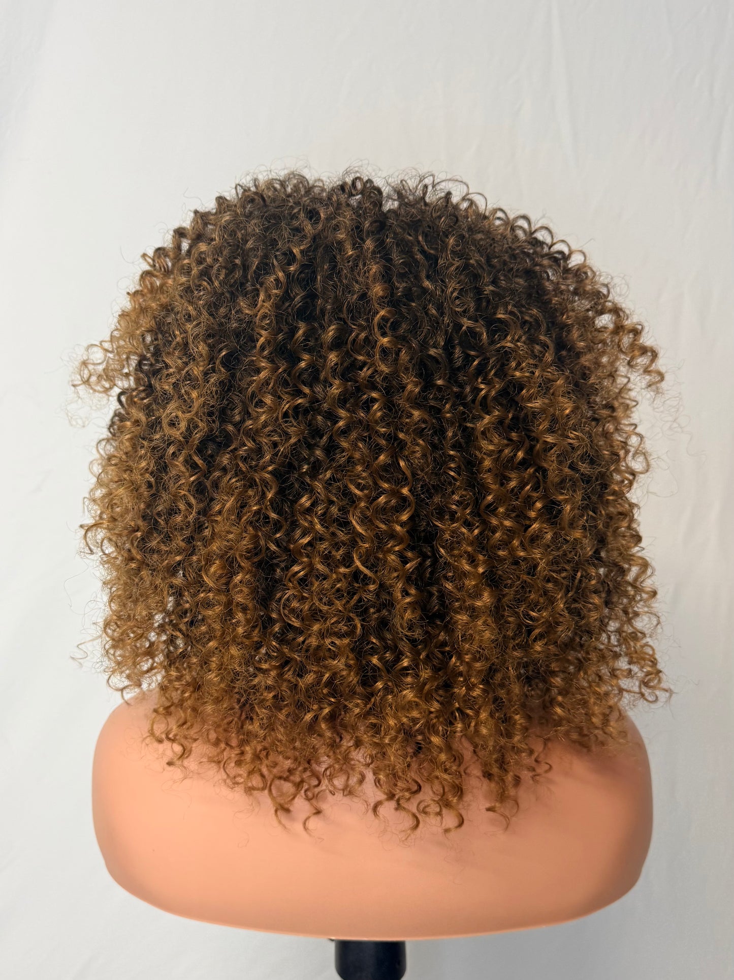 Curly Afro Wig with Caramel Highlights (Synthetic)