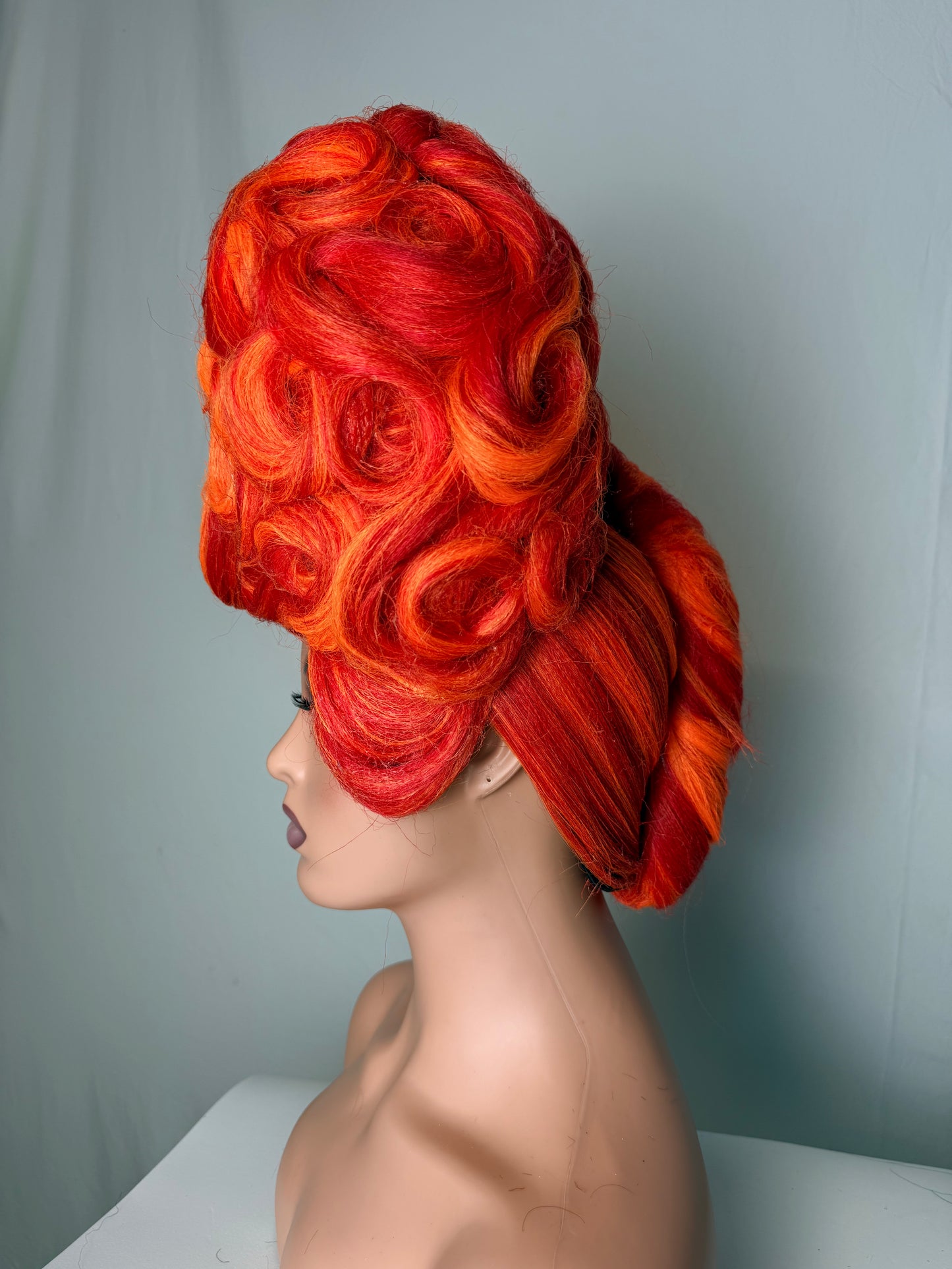 Orange Sculptural Curl Wig – Statement/Costume Style (Synthetic)