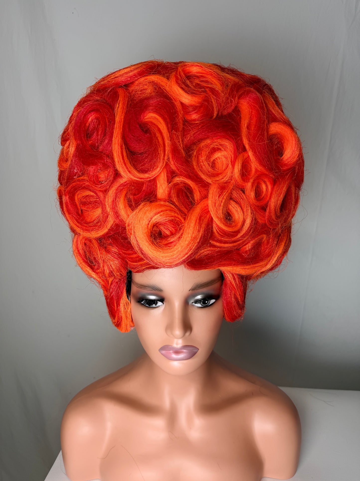 Orange Sculptural Curl Wig – Statement/Costume Style (Synthetic)